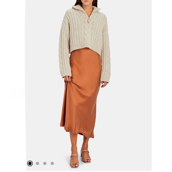 Nanushka Evie Half Zip Wool Cable Knit Wool Blend Sweater Large - Picture 3 of 16